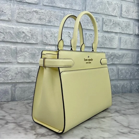 Kate Spade Staci Medium Satchel Crossbody In Lemon Fond - Picture 3 of 10